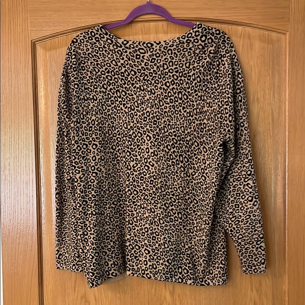 CJ Banks Brown Tan Long Sleeve Cardigan Animal Print New Without Tags - Picture 5 of 5